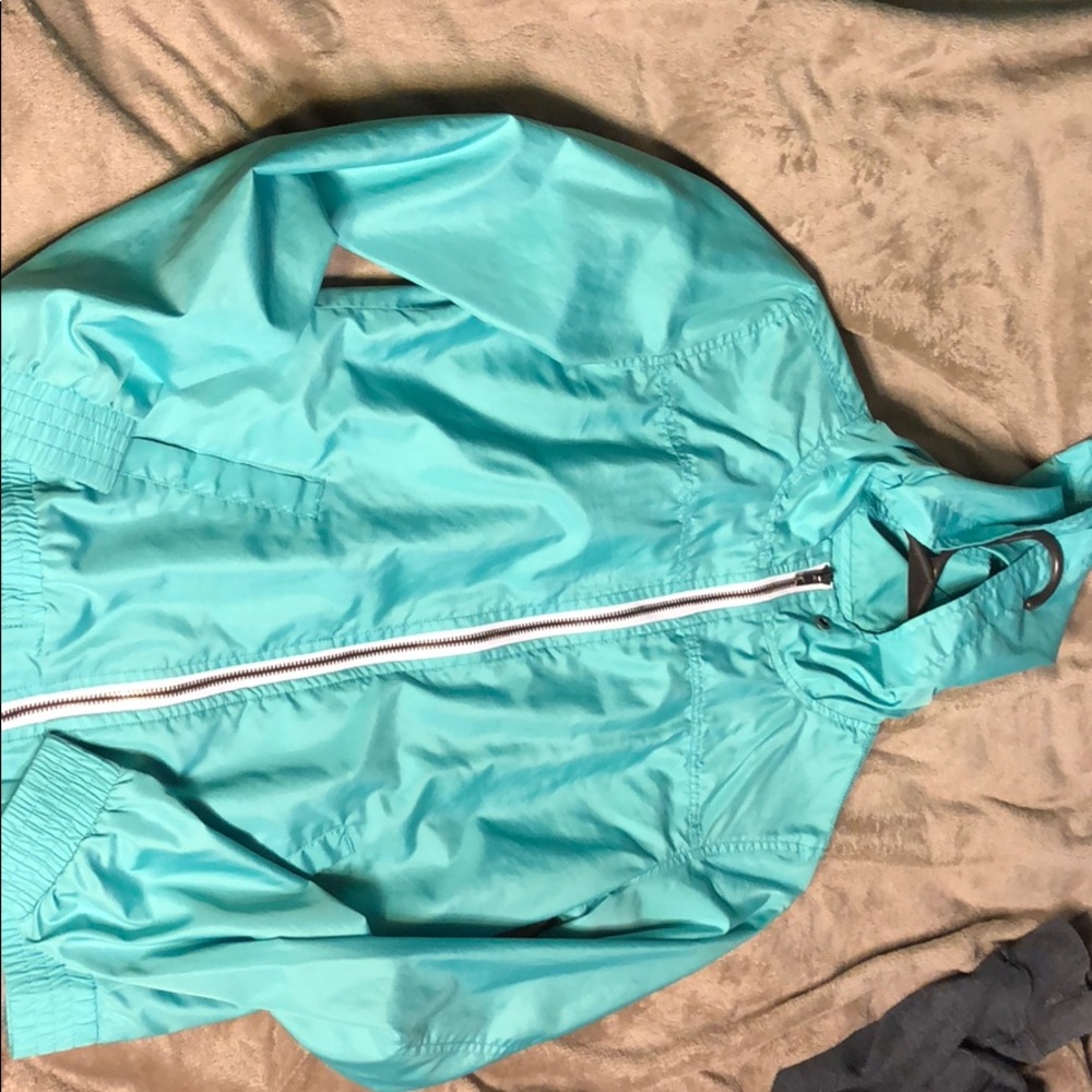 Blue rain jacket